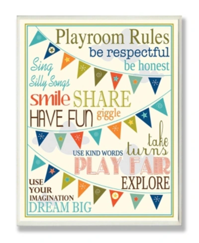 Stupell Industries Home Decor Playroom Rules With Pennants In Blue Wall Plaque Art, 12.5" X 18.5" In Multi