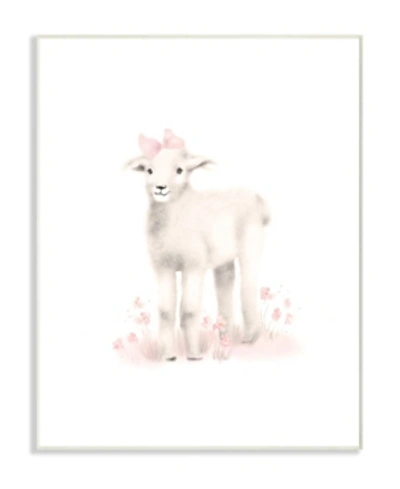 Stupell Industries Sweet Baby Lamb With Pink Bow Wall Plaque Art, 10" X 15" In Multi