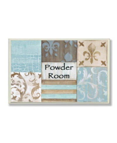 Stupell Industries Home Decor Collection Fleur De Lis Powder Room Blue, Brown And Beige Bathroom Wall Plaque Art, 12.5" In Multi