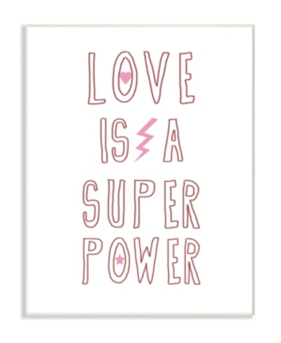 Stupell Industries Love Is A Superpower Pink Lightning Star Heart Wall Plaque Art, 10" X 15" In Multi