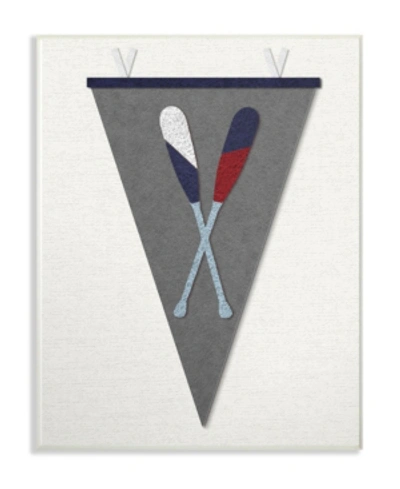 Stupell Industries Pennant Oars Fabric Collage Gray Wall Plaque Art, 10" X 15" In Multi