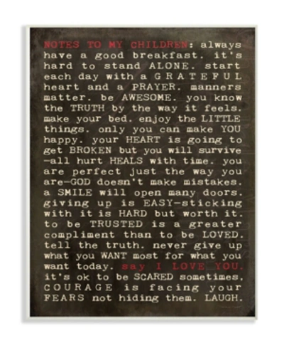 Stupell Industries Notes To My Children Wall Plaque Art, 10" X 15" In Multi