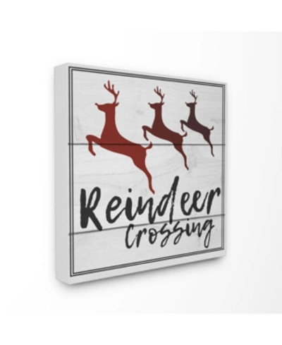 Stupell Industries Reindeer Crossing Sign Canvas Wall Art, 17" X 17" In Multi