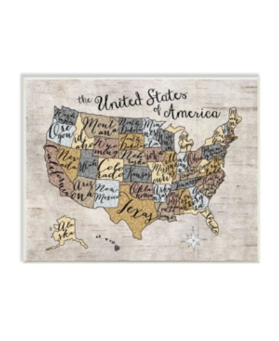 Stupell Industries Home Decor United States Map Typography Art Wall Plaque Art, 12.5" X 18.5" In Multi