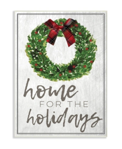Stupell Industries Home For The Holidays Wreath Bow Christmas Wall Plaque Art, 12.5" X 18.5" In Multi