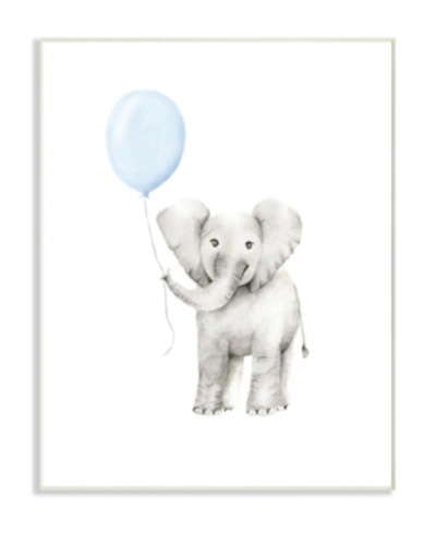 Stupell Industries Baby Elephant With Blue Balloon Watercolor Wall Plaque Art, 10" X 15" In Multi