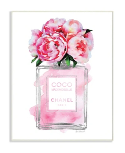 Stupell Industries Glam Perfume Bottle V2 Flower Silver Pink Peony Wall Plaque Art, 10" X 15" In Multi