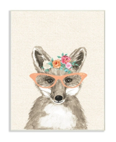 Stupell Industries Woodland Fox With Cat Eye Glasses Wall Plaque Art, 10" X 15" In Multi
