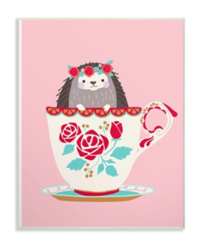 Stupell Industries Hedgehog In Teacup Wall Plaque Art, 12.5" X 18.5" In Multi