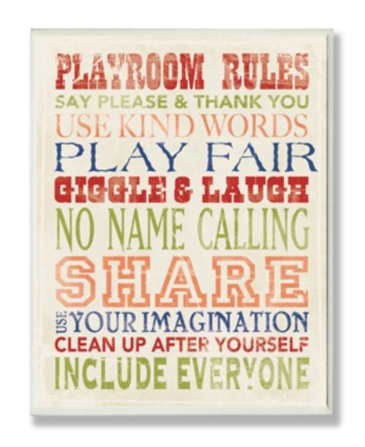 Stupell Industries The Kids Room Playroom Rules In Four Colors Wall Plaque Art, 12.5" X 18.5" In Multi