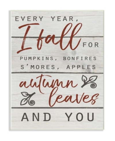 Stupell Industries Every Year I Fall For You Red And Gray Typography Wall Plaque Art, 10" X 15" In Multi