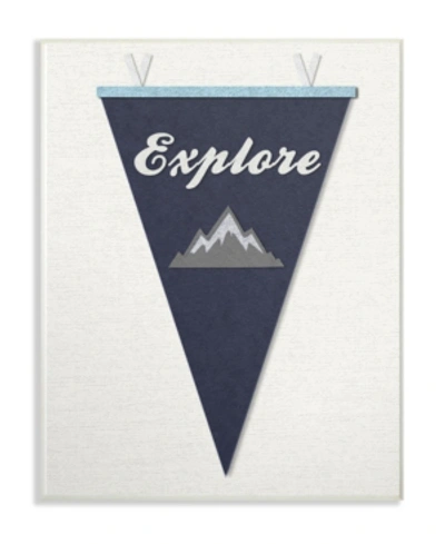 Stupell Industries Explore Pennant Fabric Collage Blue Wall Plaque Art, 12.5" X 18.5" In Multi