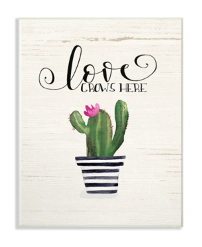 Stupell Industries Love Grows Here Cactus Wall Plaque Art, 12.5" X 18.5" In Multi