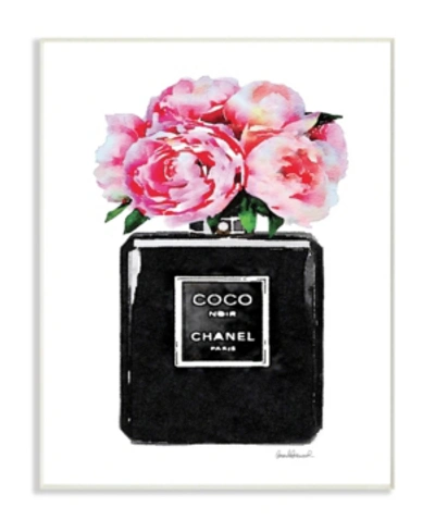 Stupell Industries Glam Perfume Bottle Flower Black Peony Pink Wall Plaque Art, 10" X 15" In Multi
