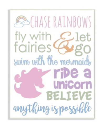Stupell Industries Chase Rainbows Believe Typography Wall Plaque Art, 12.5" X 18.5" In Multi