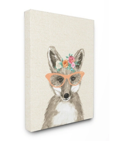 Stupell Industries Woodland Fox With Cat Eye Glasses Canvas Wall Art, 24" X 30" In Multi