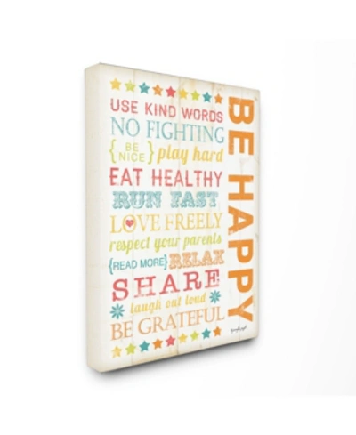 Stupell Industries The Kids Room Be Happy Typography Canvas Wall Art, 24" X 30" In Multi