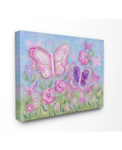 Stupell Industries The Kids Room Pastel Butterflies In A Garden Canvas Wall Art, 24" X 30" In Multi