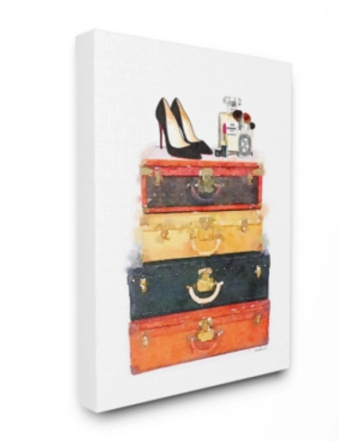 Stupell Industries Luggage Stack Shoes And Makeup Canvas Wall Art, 24" X 30" In Multi