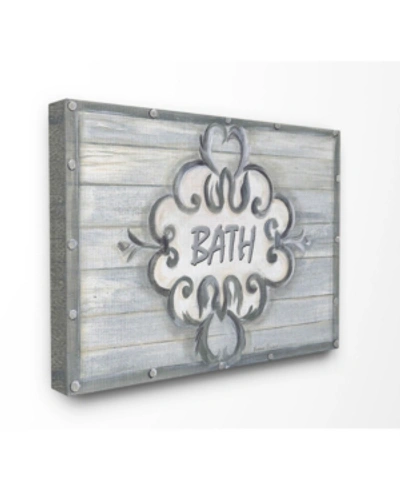 Stupell Industries Home Decor Collection Bath Gray Bead Board With Scroll Plaque Bathroom Canvas Wall Art, 24" X 30" In Multi