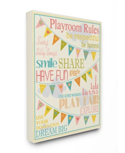 Stupell Industries Home Decor Playroom Rules With Pennants In Pink Canvas Wall Art, 24" X 30" In Multi