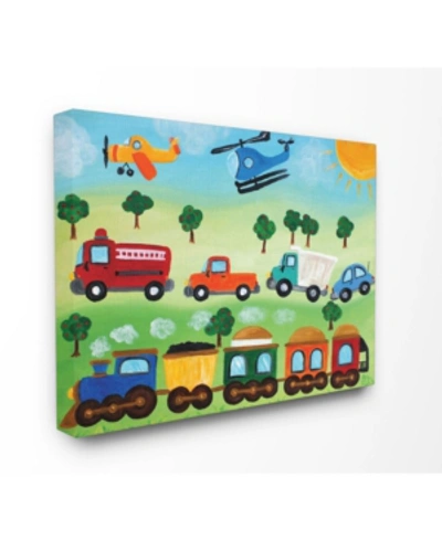 Stupell Industries The Kids Room Planes, Trains, And Automobiles Canvas Wall Art, 24" X 30" In Multi