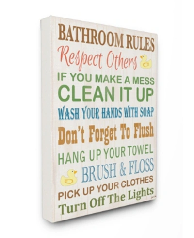 Stupell Industries Home Decor Bathroom Rules Typography Rubber Ducky Bathroom Canvas Wall Art, 24" X 30" In Multi
