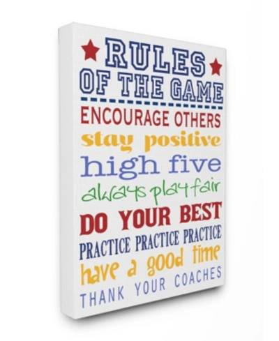 Stupell Industries The Kids Room Rules Of The Game Blue And Red Typography Canvas Wall Art, 24" X 30" In Multi
