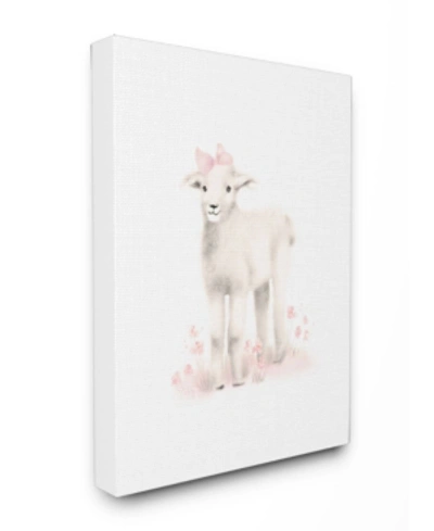 Stupell Industries Sweet Baby Lamb With Pink Bow Canvas Wall Art, 24" X 30" In Multi