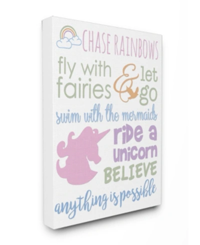 Stupell Industries Chase Rainbows Believe Typography Canvas Wall Art, 24" X 30" In Multi