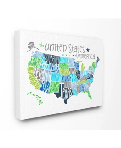 Stupell Industries United States Map Colored Typography Canvas Wall Art, 24" X 30" In Multi
