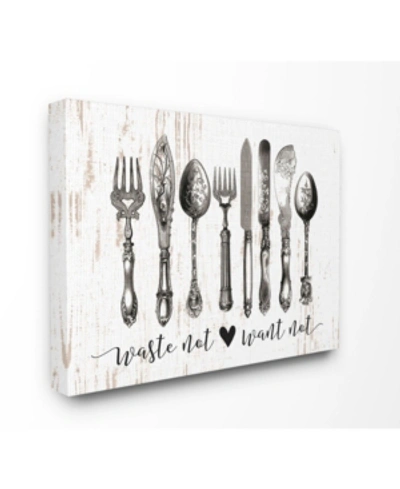 Stupell Industries Waste Not Want Not Silverware Drawing Canvas Wall Art, 24" X 30" In Multi