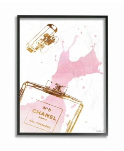 Stupell Industries Glam Perfume Bottle Splash Pink Gold Framed Giclee Art, 16" X 20" In Multi