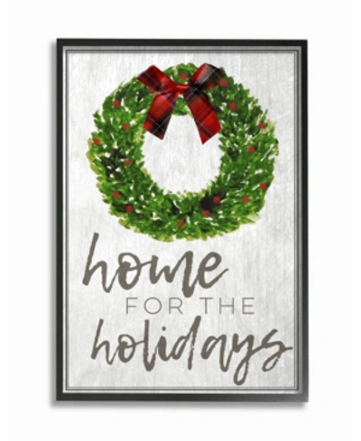 Stupell Industries Home For The Holidays Wreath Bow Christmas Framed Giclee Art, 16" X 20" In Multi
