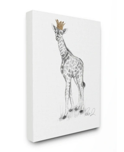 Stupell Industries Giraffe Royalty Graphite Drawing Canvas Wall Art, 24" X 30" In Multi