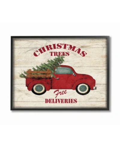 Stupell Industries Merry Christmas Vintage-inspired Tree Truck Framed Giclee Art, 16" X 20" In Multi