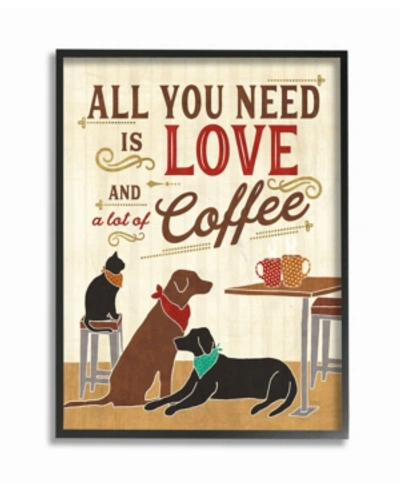 Stupell Industries All You Need Is Love And Coffee Cats Dogs Framed Giclee Art, 16" X 20" In Multi