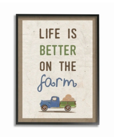 Stupell Industries Life Is Better Farm Truck Illustration Framed Giclee Art, 16" X 20" In Multi