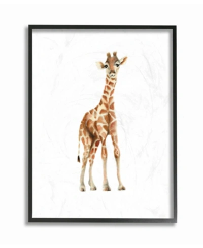 Stupell Industries Happy Baby Giraffe Illustration Framed Giclee Art, 16" X 20" In Multi