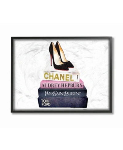 Stupell Industries Glam Fashion Book Set Black Pump Heels Framed Giclee Art, 16" X 20" In Multi