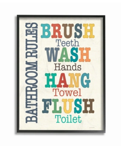 Stupell Industries Home Decor Colorful Bathroom Rules Typog Art Framed Giclee Art, 16" X 20" In Multi