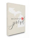 STUPELL INDUSTRIES MICHIGAN PROUD WITH HEART CANVAS WALL ART, 16" X 20"