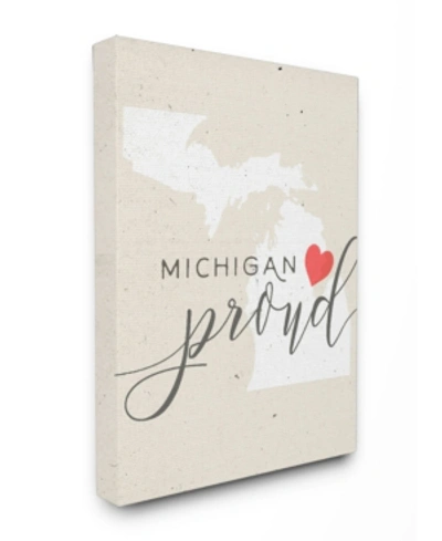 Stupell Industries Michigan Proud With Heart Canvas Wall Art, 16" X 20" In Multi