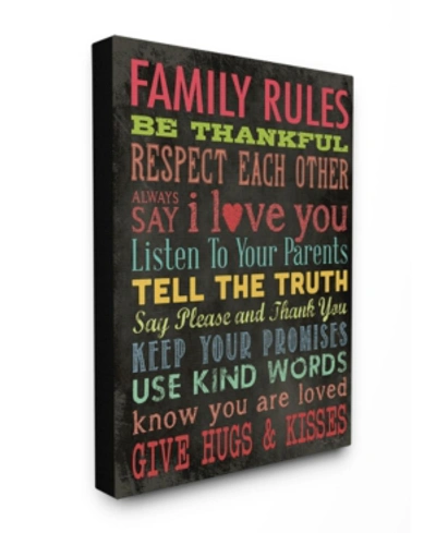 Stupell Industries Home Decor Family Rules Chalkboard Style Cavnas Wall Art, 16" X 20" In Multi