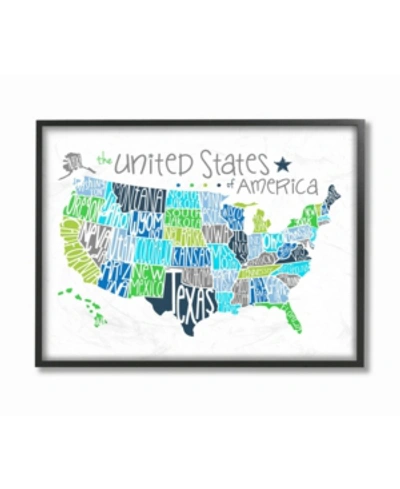 Stupell Industries United States Map Colored Typography Framed Giclee Art, 16" X 20" In Multi