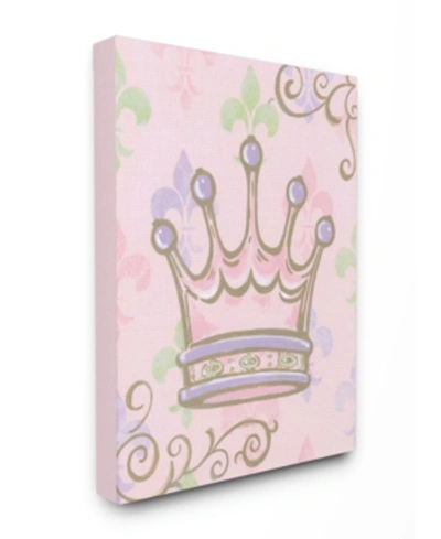 Stupell Industries The Kids Room Crown With Fleur De Lis On Pink Background Canvas Wall Art, 16" X 20" In Multi