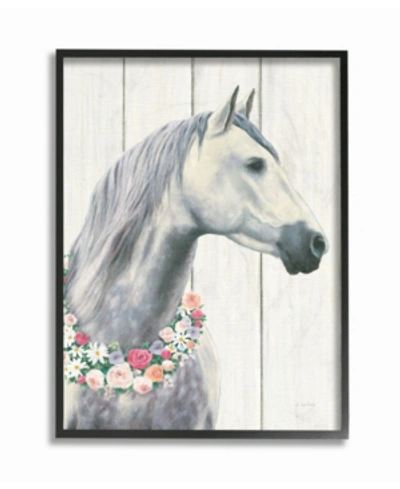 Stupell Industries Spirit Stallion Horse With Flower Wreath Framed Giclee Art, 16" X 20" In Multi
