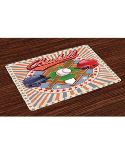 Ambesonne Baseball Place Mats, Set Of 4 In Multi
