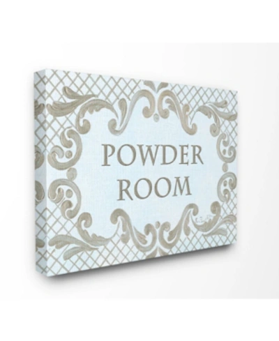 Stupell Industries Home Decor Powder Room Aqua And Gold Lattice Bathroom Canvas Wall Art, 16" X 20" In Multi
