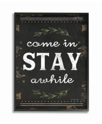 Stupell Industries Come Stay Awhile Rosemary Typography Distressed Black Framed Giclee Art, 11" X 14" In Multi